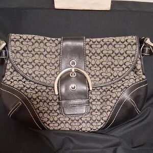 Coach Black and Gray Signature Shoulder Bag (MISSING STRAP)